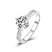 AmDxD Bague de Femme Argent Sterling, Bague Fiançailles Femme 4 Griffes Classique Blanc Zircone Rond Bague Taille 50