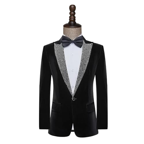 Men's Black Prom Blazer Slim Fit 1 Piece Smoking Suit Jacket Lapel Business Casual Suits Coats3
