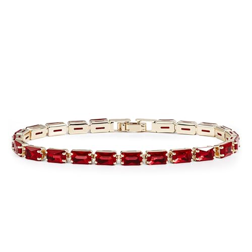 Elegant Red Tennis Bracelet for Women - Garnet Red Jewelry Piece, Ruby Cubic Zirconia Birthstone Bracelet for Timeless Style