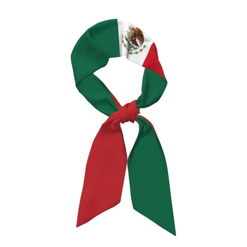FEQRAV Mexican Flag Purse Scarf Handbags For Women Fashion Mexico Band Bags Hair Neck Scarves Silky Scarfs Long Thin Satin Headscarf