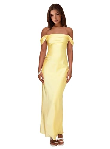 Raseal Off The Shoulder Long Bridesmaid Dresses Pleated Evening Gown for Women RS331