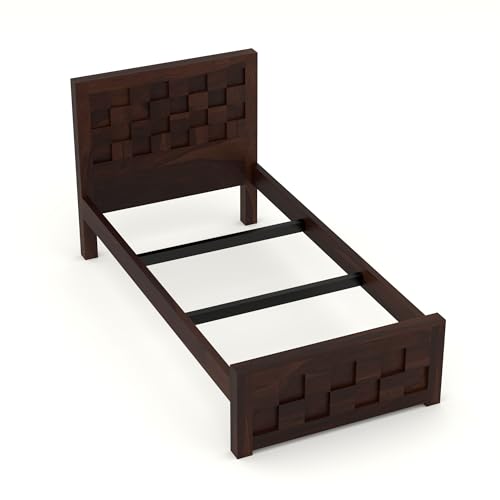 Image of Solid Sheesham Wooden Bed 6X4 Bed Single Bed Without Storage for Bedroom - Single Cot Wooden BedSingle Size for Living Room Guest Room - 12 Month Warranty (Jack Walnut)