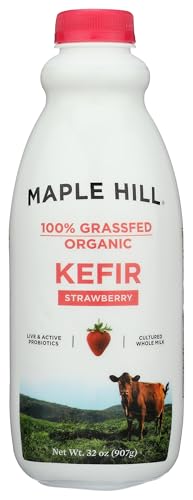 Maple Hill Creamery, 100% Grass Fed Organic Kefir, Strawberry, 32 oz