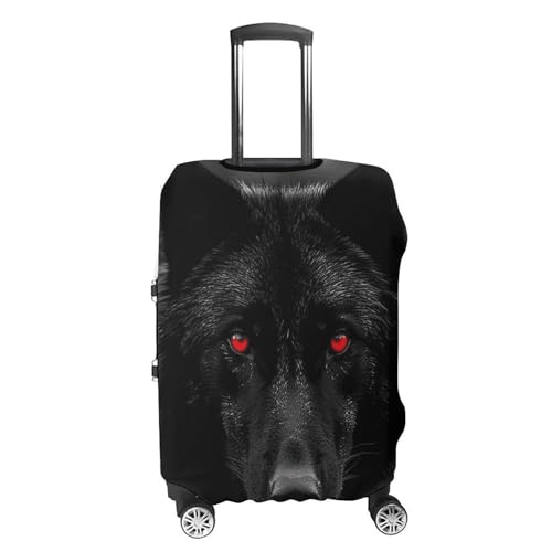 Black Red Eyed Wolf Luggage Cover, Elastic Luggage Protector Fits 19-32in Suitcases, Washable & Anti-Scratch Suitcase Cover for Men Women S4