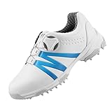 HANHJ Kinder Golfschuhe, Jungen rutschfeste wasserdichte Fette Fitness Sneakers, Leichte Atmungsaktive Schwenkschnalle Schnürsenkel Golf Training Schuhe,Blue-EU38