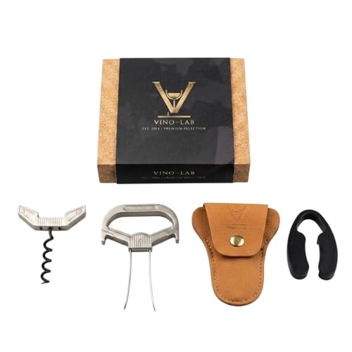 VinoLab Ah So Wine Opener Two-Prong Cork Remover for Vintage Bottles and Delicate Old Corks Sommelier Style Cork Extractor with Protective Cover and Gift Box