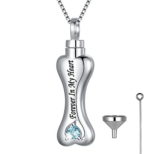 Zoexue Sterling Silver Dog Bone Urn Necklace For Pet Ashes - Dog Cat Ashes Necklaces Pet Cremation Jewelry Memorial Keepsake Pendant Jewelry For Women Daughter #TOP1