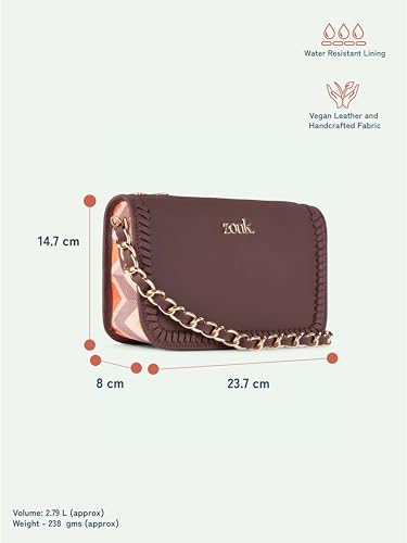 Image of ZOUK Small Shoulder Bag Bag for Women | Stylish Vegan Leather Shoulder Bag with Gold Chain Handle | Water-Resistant | Chic & Handcrafted Purse |