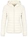 Wantdo Piumino Leggero Ripiegabile Giacca con Cappuccio Antivento Giubbotto Corto Slim Fit Giacca da Montagna Caldo Mezza Stagione Donna Avorio Bianco M