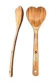 Spoon, Ladle, Wooden Spoons for Cooking, Mom Gifts from Daughter, Heart Shaped [UPGRADE], Soup Mixing Kitchen Utensils Set Pack 2