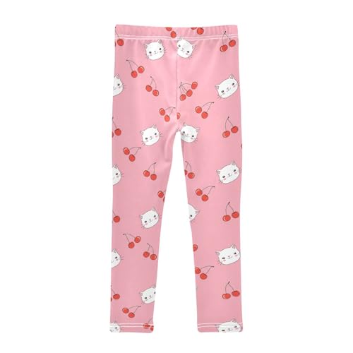 Girls' Leggings Cute White Cat Pink Cherry Kids Yoga Tights Pants 1 Pack 208617362