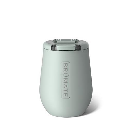 BrüMate Uncork'd 100% Leak-Proof 14oz Insulated Wine Tumbler with Lid - Vacuum Insulated Stainless Steel Wine Glass - Perfect For Travel & Outdoors (Sage)