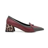  Azarey - Salón Granate tacón bajo Estampado Leopardo - 578K380 para: Mujer Color: Burdeos Talla: 38