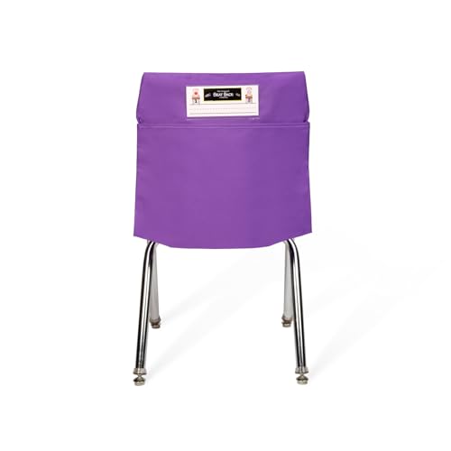Image of Seat Sack Student Chair Storage Pocket - 15 inch, Single Pocket, Classroom Organizer for Student Desks, Durable Over-the-Chair Storage, Purple, 1-Pack