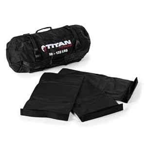 Titan Fitness 50-125 LB PRO Strongman Sandbags, Double Layer, 1050D Cordura, Black, Carry Home Gym Training