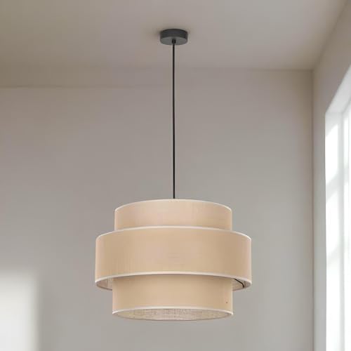 Image of AKWAY Jute Hanging Lamp | Boho Ceiling Lamp for Bedroom, Living Room | Natural Jute Pendant Light | Perfect for Living Room, Dining Room or Office Lighting - (12 inch D x 10 inch H) - Dhrish