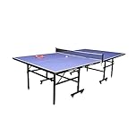TechFit Tavolo da Ping Pong Professionale per Interni - Pieghevole da Interno con Inclinazione Unilaterale, Struttura Metallica Nera, Rete da 180 cm, Roti Silconate con Freni, 274x152,5x76 cm