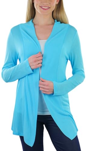 Image of ToBeInStyle Womens Open Front Long Sleeve Lightweight Asymmetrical Draped Cardigan with Side Pockets