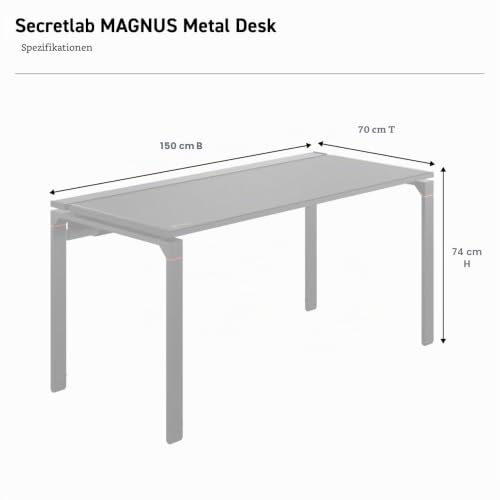Secretlab Magnus Metallschreibtisch| Ergonomischer Gamingtisch mit Magnetischem &Ouml;kosystem | Eingebaute Kabelmanagement-Wanne | Schwarze Magnetische Kunstleder-Schreibtischunterlage | 5 Jahre Garantie