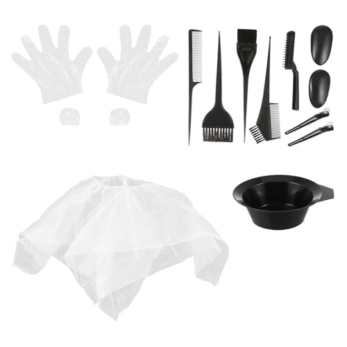 BAZEITFLOW Kit de Tinte Cabello de 11 Piezas Gorro para Teñir Reutilizable Guantes y Recipiente para Coloración Profesional en Casa y Peluquería