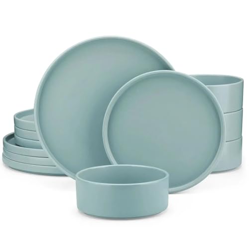ZIHDKE Vajillas Elegantes Juego de vajilla de cerámica de 12, 24 y 36 Piezas con Plato de Cena y Postre y Cuenco for 4, 8 y 12 Personas Juegos de vajilla de cerámica(36-Piece)