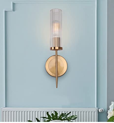 Chambre lumière postmoderne 5W LED avec applique dorée en verre ciselé