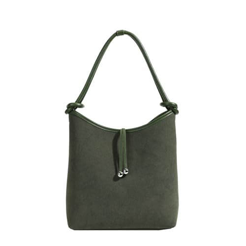 Suede Purse Vintage Elegant Suede Bag Minimalist Shoulder Large Tote Bag for Women with Top Handle Knot Details Handbag