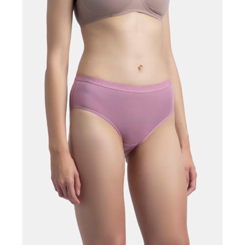 Image of Jockey 3006 Women High Coverage Super Combed Cotton Elastane Stretch Mid Waist Hipster with Exposed Waistband (Pack of 3, Colors & Prints May Vary)