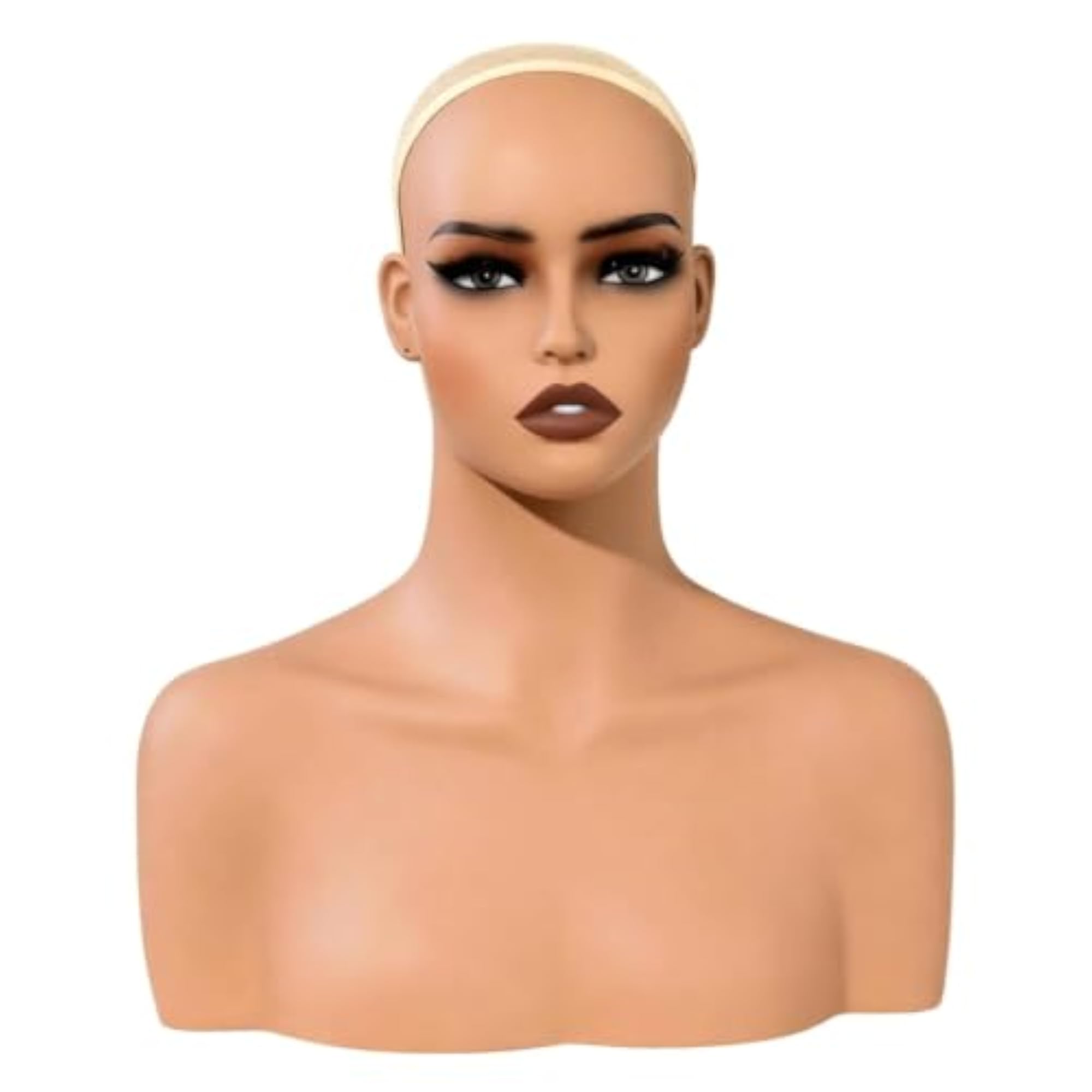 Realistic Bald Head Display with Shoulders for Hairpieces