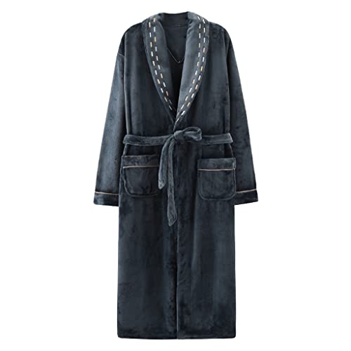 Autumn And Winter Coral Velvet Pajamas Men's Flannel Bathrobe Pajamas Men's Long Thick Morning Robe Winter Plush