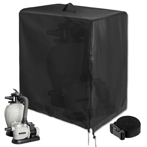 HOVCEH Poolpumpe Abdeckung,Abdeckung Sandfilteranlage Pool,wasserdichte Pool Sandfilteranlage Abdeckun-g,Poolpumpenabdeckung für Intex Krystal Clear Poolpumpe Sandfilterpumpe Garten (84x61x86cm)