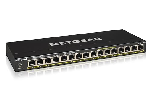 NETGEAR 16-Port Gigabit Ethernet Plus Switch mit PoE (GS316PP): Managed Switch mit...