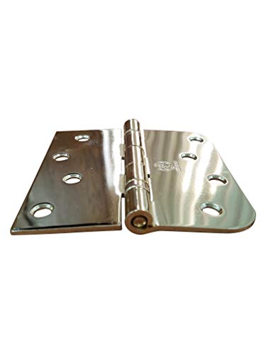 Bright Polished Brass Ball Bearing Door Hinges, 4 Inch With 5/8 Inch Square Corner, 2 Pack #TOP2