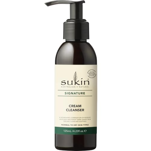 Sukin Signature Cream Cleanser 125ml - with Rosehip Avocado & Sesame Oils; cruelty free & vegan friendly - removes make-up oil and dirt build up on the skin.