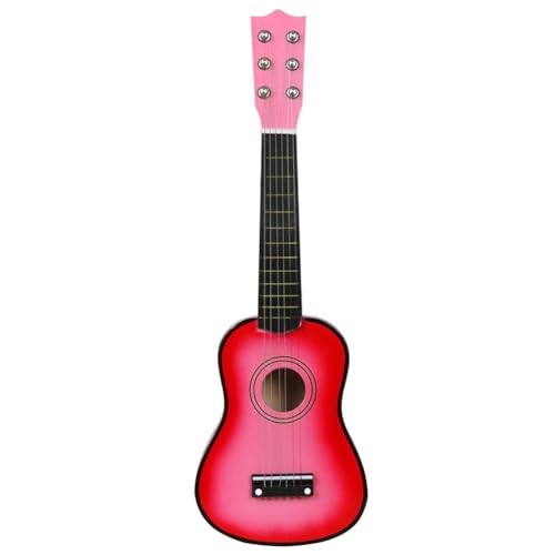 ウクレレ 21 インチ ウクレレ 6 弦プロフェッショナル弦楽器ピック付き(Color:Pink)
