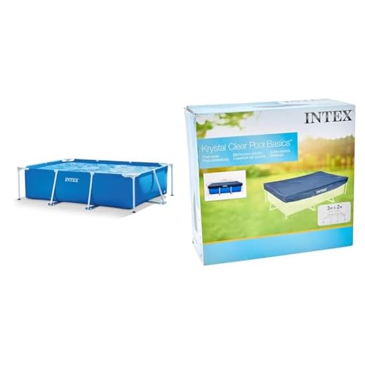 Intex 28270Np Small Frame Piscina Desmontable, 220 X 150 X 60 Cm, 1.662 litros + 28038 Cobertor Piscina Rectangular Prisma/Small Frame 300 X 200 Cm