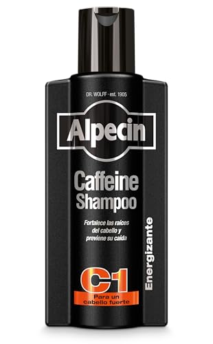 Alpecin Black Caffeine Shampoo C1 para Hombres con Nueva Fragancia 375 ml | Shampoo para el Crecimiento del Cabello | Cuidado del Cabello