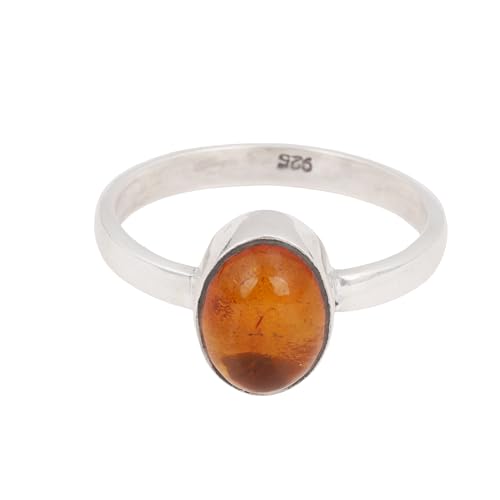 Bernsteinring 925 Sterling Silber Ring Handgemachte Ringe für Frauen Schlichter Edelsteinring (9)