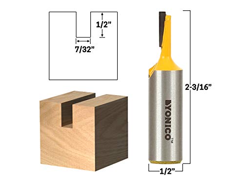 YONICO Router Bits Straight Bit 7/32-Inch Diameter X 1/2-Inch Height 1/2-Inch Shank 14154
