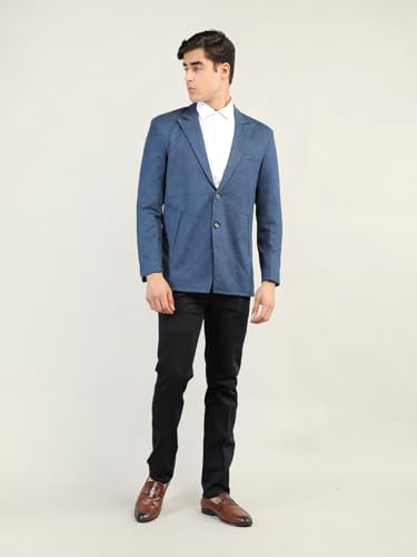 Image of CHKOKKO Men Checked Winter Wear Regular Fit Coat Blue