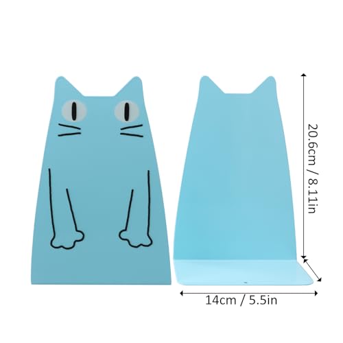 1 works Nonskid Metal Book Ends Cat Metal Bookend Large Heavy Duty Bookends Book Organizer Holder Cat Shape bookends for School Library Shelf Home Office (Black) - Image 2