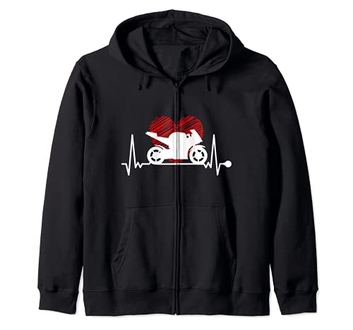 Motorcycle heartbeat biker bike motorcycle pulse Zip Hoodie