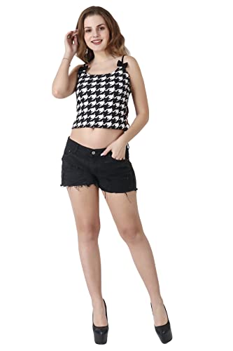 Image of POPWINGS Casual Black Solid Self Design Half-Sleeves Crop Top for Women || Sweet Heart Neck Summer Crop Top for Women || Crop Tops for Women Fancy Crop Top for Women