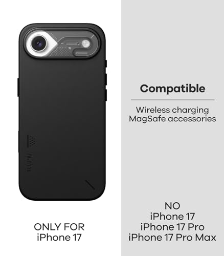 Image of Aulumu A17 Vegan Leather iPhone Air Case | Camera Control | Luxury Comfort | Compatible with MagSafe | Complete Wrap-Around - Black