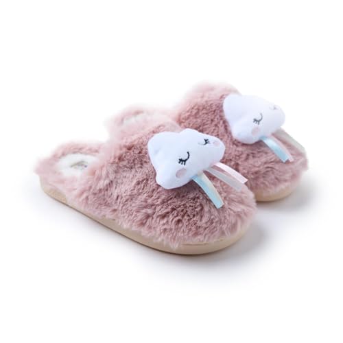 GIOSEPPO, Modelo NEGAUNEE,Zapatillas de estar por casa de pelo con pieza en forma de nube y arcoíris. Cuentan con suela flexible y antideslizante y planta acolchada de pelo.