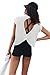 LASLULU Womens Open Back Workout Tops White Athletic Oversized Short Sleeve T-Shirts Backless Crop Tank Top Gym Running Yoga Fitness Clothes Y2k Cute Tops for Teens 2025 Summer (White, Medium)