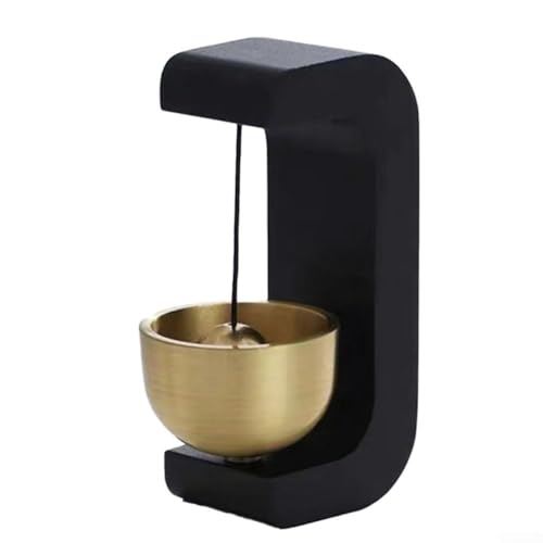 Shopkeepers Cloche magnétique en bois pour ouverture de porte, carillon éolien en bois pour réfrigérateur, chambre, porche, restaurant, maison et jardin (noir)