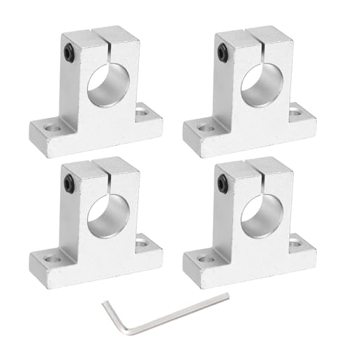 uxcell - uxcell 4pcs SK20 Aluminum Linear Rod Rail Shaft Support for 20mm Diameter Shaft, Linear Motion Rail Guides Mounting Bracket with Wrench for CNC Machine, 3D Printer, Automation Equipment