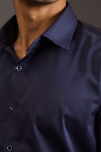 Image of BEYOURS Men's Full Sleeve Shirt Regular Fit Spread Collar 100% Cotton Satin Office & Formal.