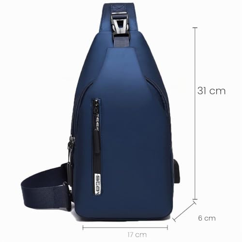 NEUSOP Sac de Poitrine Sacoche Homme Bandouliere Sac Bandoulière Homme Sacs a Dos Porté épaule Travers avec Port de Charge USB, Imperméable Sling Bag Crossbody Bag pour Sport Voyage bleu – vue 4